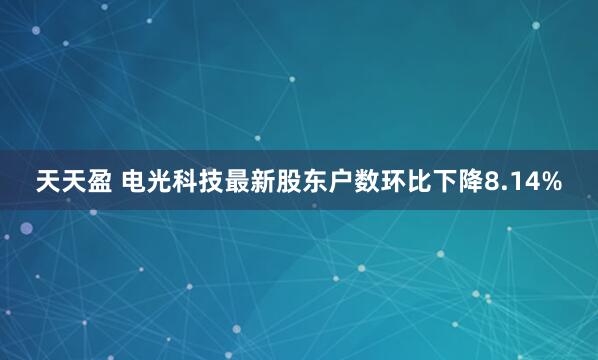 天天盈 电光科技最新股东户数环比下降8.14%