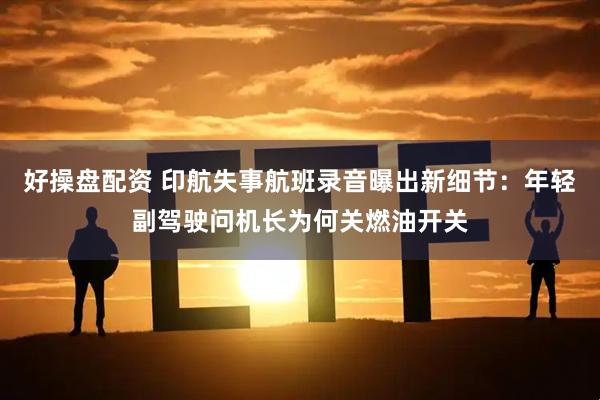 好操盘配资 印航失事航班录音曝出新细节：年轻副驾驶问机长为何关燃油开关