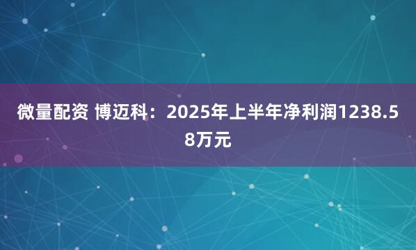 微量配资 博迈科：2025年上半年净利润1238.58万元