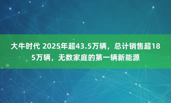 大牛时代 2025年超43.5万辆，总计销售超185万辆，无数家庭的第一辆新能源